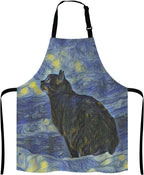 Apron for Women and Men, Oil Painting Galaxy Cat Adjustable Kitchen Chef Apron for Cooking Baking - Cute Birthday, Anniversary, Mother's Day Apron Gifts for Mom Wife Girlfriend Aunt Grandma