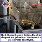 L-Shaped Deep Fryer Cleaning Brush, Up to 750F High Heat Resistant Metal Bristles Fryer Cleaning Brush for Food Debris, Grease Build-Up in Kitchen & Restaurant Deep Fryers Coil by FryOilSaver Co. B53C