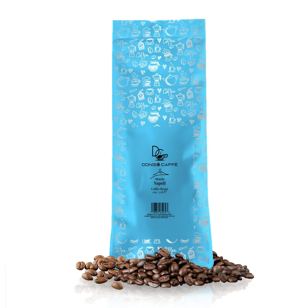 Dongiò Caffè Napoli Blend - Whole Bean Coffee, Dark Espresso Roast, Premium Coffee Quality, 2.2 Pounds (35.2 Oz - Pack of 1), Strong and Incisive Character with Velvety Cream