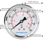 Glycerin Filled Pressure Gauge 160psi/11bar, Stainless Steel case, Brass Inside Construction, 2-1/2" dial, 1/4" NPT Back Connection.…