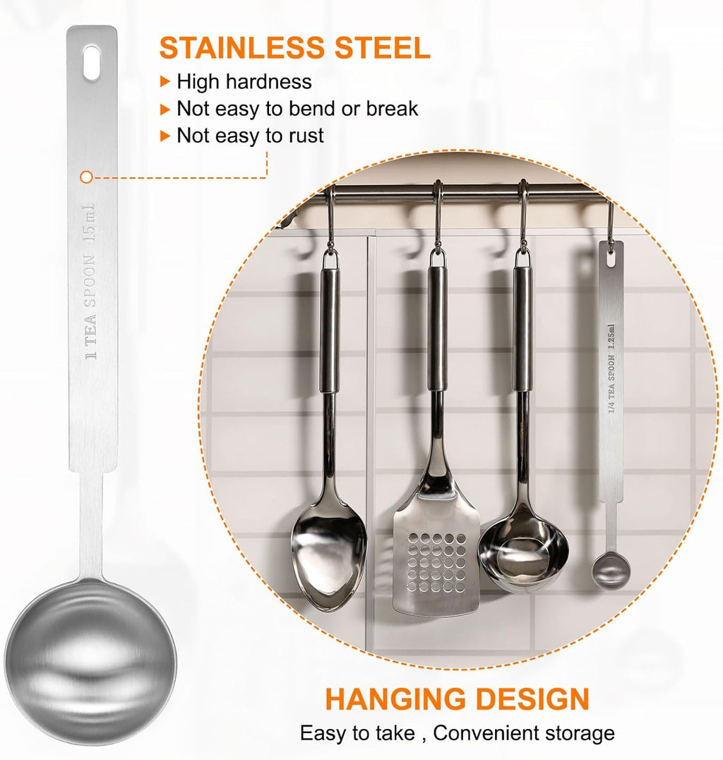 HARFINGTON Single Measuring Spoon 3tsp (1tbsp, 15ml) Teaspoon/Tablespoon 430 Stainless Steel Single Tiny Square Bowl Measuring Spoon Long Handle Measure Scoop