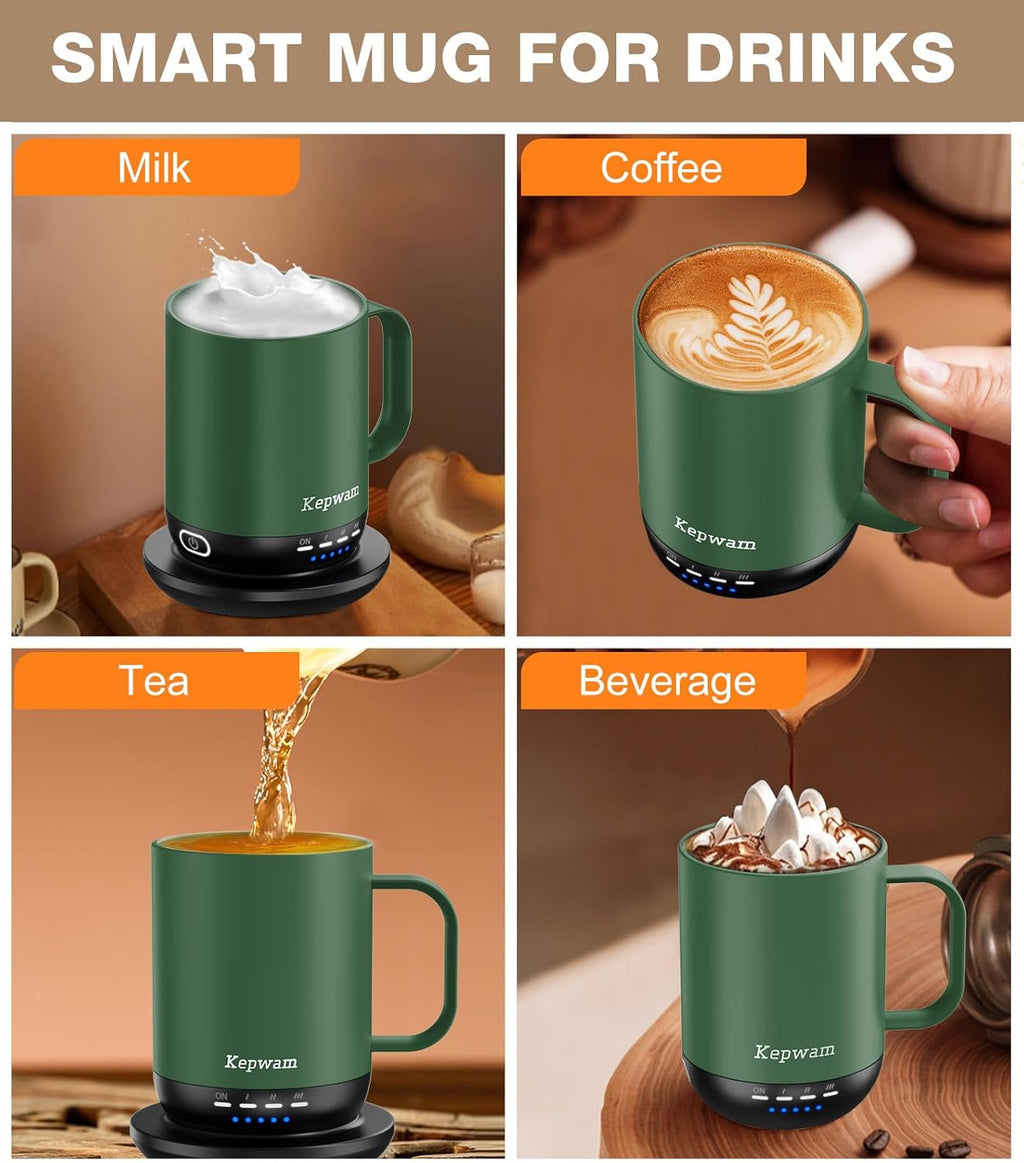 Self Heating Coffee Mug T1-16oz Fast Heating & Ultra Long-Lasting Battery Life, Heated Coffee Mug Up to 149℉ - Touch & App Controlled Coffee Mug, Birthday Gifts for Women and Men