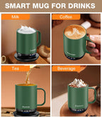 Self Heating Coffee Mug T1-16oz Fast Heating & Ultra Long-Lasting Battery Life, Heated Coffee Mug Up to 149℉ - Touch & App Controlled Coffee Mug, Birthday Gifts for Women and Men