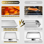 Commercial Quality Baking Sheet Pan Set, Natural Aluminum Cookie Sheet, Umite Chef Encapsulated Galvanized Steel Rim Warp Resistant Baker's Quarter Sheet Pan, Cookie Tray Pans for Baking, Roasting