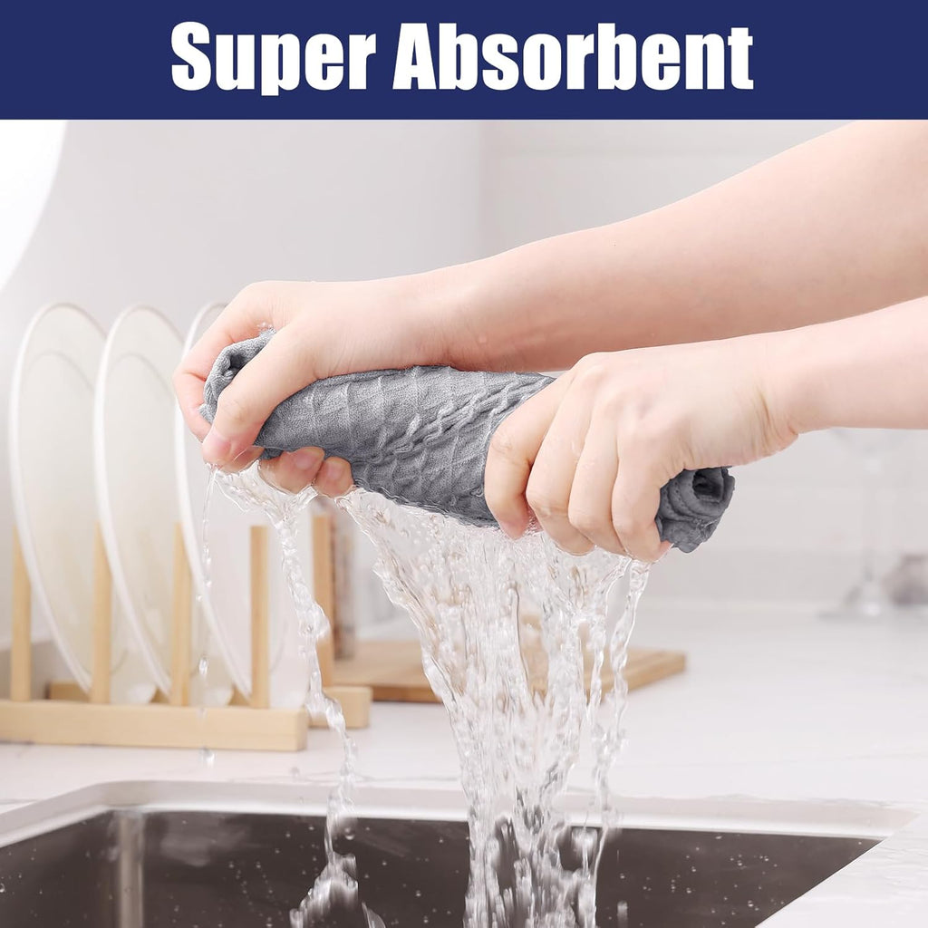 Homaxy Microfiber Waffle Weave Kitchen Towels, 16 x 28 Inch Ultra Absorbent and Solid Color Dish Towels, 6 Pack, Grey