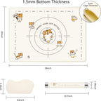 28x20 Inch Extra Thick Silicone Pastry Board, Silicone Baking Mat with Measurements, Non-slip Silicone Mat, Kneading Counter Mat, Non-Stick Dough Mat with Edge Heightening