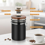 Coffee Canister, 35OZ Stainless Steel Coffee Bean Storage for 1kg Beans, Food Storage Container with Date Tracker, Scoop & CO2 Valve, Storage Jar for Grounds, Beans, Sugar, Tea