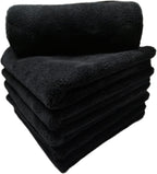 Plush Edgeless Microfiber Towel for Car, Soft Drying Wash Detailing Buffing Polishing Towel, 500 GSM 6PACK 16 x 16inches (Black, 6Pack)