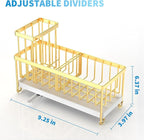 Cisily Gold Sponge Holder for Kitchen Sink, Sink Caddy Organizer with High Brush Holder, Kitchen Countertop Organizers and Storage Essentials, Rustproof 304 Stainless Steel, Soap Dispenser Organize