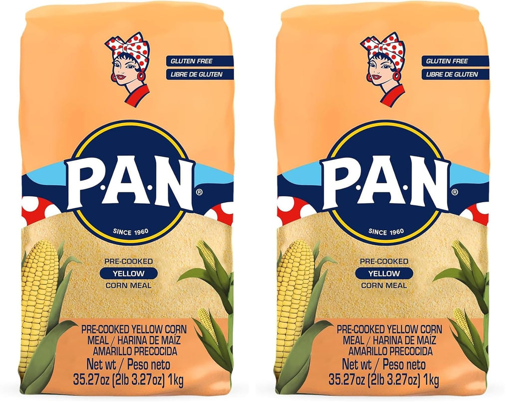 P.A.N. Yellow Corn Meal – Pre-cooked Gluten Free and Kosher Flour for Arepas (2.2 lb/Pack of 2)