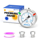 MEANLIN MEASURE 0~40Psi Stainless Steel Liquid Filled Pressure Gauge 2.5" FACE DIAL 1/4" NPT for Pool Sand Filter Water Oil Air Pressure Test Back Mount with Stainless Steel Hex Bushing and Snaps