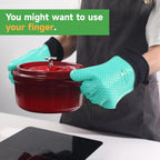 GEEKHOM BBQ Gloves Heat Resistant Oven Mitts - Silicone Grilling Gloves with 13.7" Arm Protection - Waterproof Pot Holder Non-Slip for Men & Women, Kitchen Outdoor Cooking, Baking, Camping, Turquoise