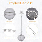 Tea Infusers for Loose Tea 3 Sets Tea Infuser Loose Leaf Tea Steeper Tea Stainless Steel Ball Mesh Tea Strainer Filters with Crtstal Pendant (Metal Butterfly)