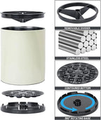 Kitchen Utensil Holder - 360° Rotating Stainless Steel Countertop Organizer for Spoons, Spatulas & Cutlery Storage, Cooking Silverware Caddy with Removable Base, Beige