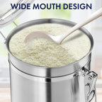 ENLOY 165oz Stainless Steel Airtight Canister for Kitchen, Large Flour Coffee Bean Tea Cereal Sugar Cookie Metal Food Storage Canisters with Clear Lid and Sturdy Locking Clamp