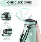 GOSWAG Insulated Sports Water Bottle, 24oz 2 Lids(with Straw/No Straw), Stainless Steel Water Bottles with Paracord Handle, Insulated Bottle with Double-Wall Vacuum Insulation