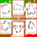 Christmas Cookie Cutters 6Pcs Large, Christmas Theme Shapes Cookie Cutters Santa Claus Gingerman Truck Elk Snow Mini Tree, Metal Dough Fondant Biscuit Molds for Kitchen