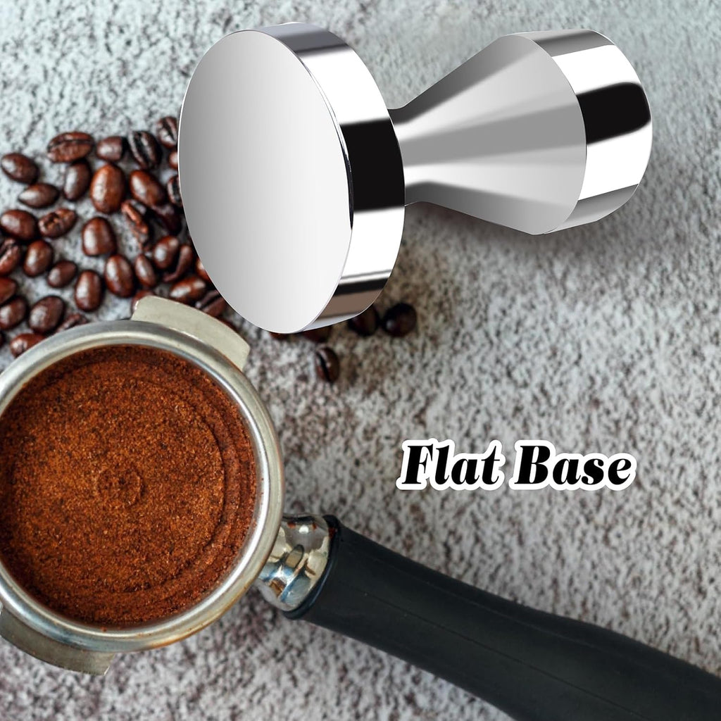 Huogary Stainless steel Coffee Tamper, 51mm Espresso Tamper, 51mm Tamper with Stainless Steel Handle, Coffee Powder Espresso Accessories (Silver) (Silver)
