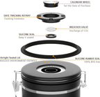 35OZ Coffee Canister for ground coffee with Date Tracker,One Way Co2 Valve 304 Stainless Steel Kitchen Food Airtight storage container for Coffee Beans or Grounds, Sugar Black