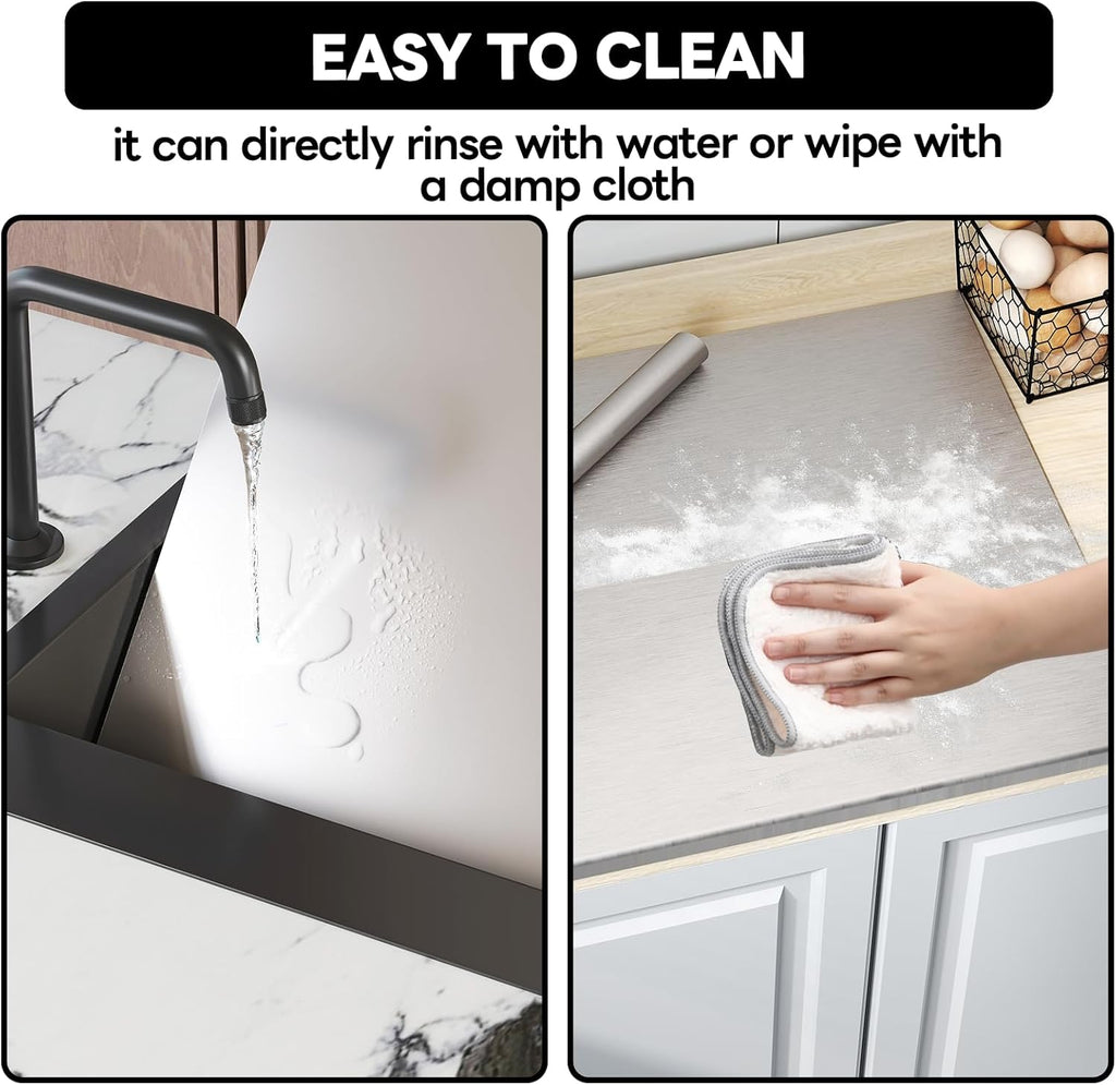 Stainless Steel Cutting Board with Lip 31.5" L X 22.8" W Large Cutting Board Metal Baking Board Non Stick Thick Board with Rolling Pin for Meat Fruits Vegetables Bread and Baking