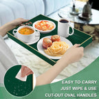 MAONAME Dark Green Decorative Tray, Serving Tray with Handles, Plastic Trays for Coffee Table, Rectangular Trays for Living Room, Bedroom, 15.8" X 10.2" X 1.4"