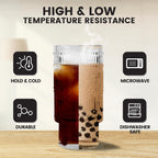 4 Pcs 11 oz Drinking Glasses Cups Set with Bamboo Lids Straws Brush Small Glassware Set for Juice Iced Coffee Cocktail Whiskey(Sunflower*4)