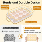 Silicone Muffin Pans for Baking 1 Pack, 2.6 Inch with Metal Reinforced Frame, Regular Size Nonstick Cupcake Pan 12 Cups for Baking Homemade Muffins, Dishwasher Safe BPA Free-Light Yellow