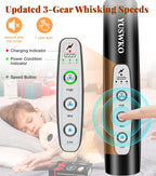 YUSWKO Milk Frother Handheld for Coffee, Rechargeable Drink Mixer with 3 Heads 3 Speeds Electric Coffee Frother Whisk, Gift for Many Occasions and Festival