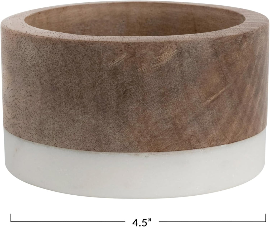 Creative Co-Op Mango Wood and Marble Bottle Holder (Pack of 8)