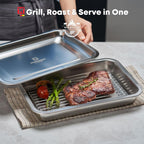 Stainless Steel Food Prep Container with Rack & Lid (Tray), 3.7Quarts, Catering Pans, Restaurant Pans, Buffet Party Pan, Roasting Pan with Rack, Bakeware Roaster, Casserole (1304 / No4)