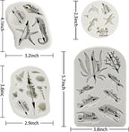 MEMOVAN Marine Theme Silicone Fondant Mold 4pcs Under the Sea Cake Mold Hippocampus Seaweed Sea Fish Crab Coral Conch Sea Shell Silicone Chocolate Mold for DIY Ocean Theme Cake Cookie Chocolate Candy
