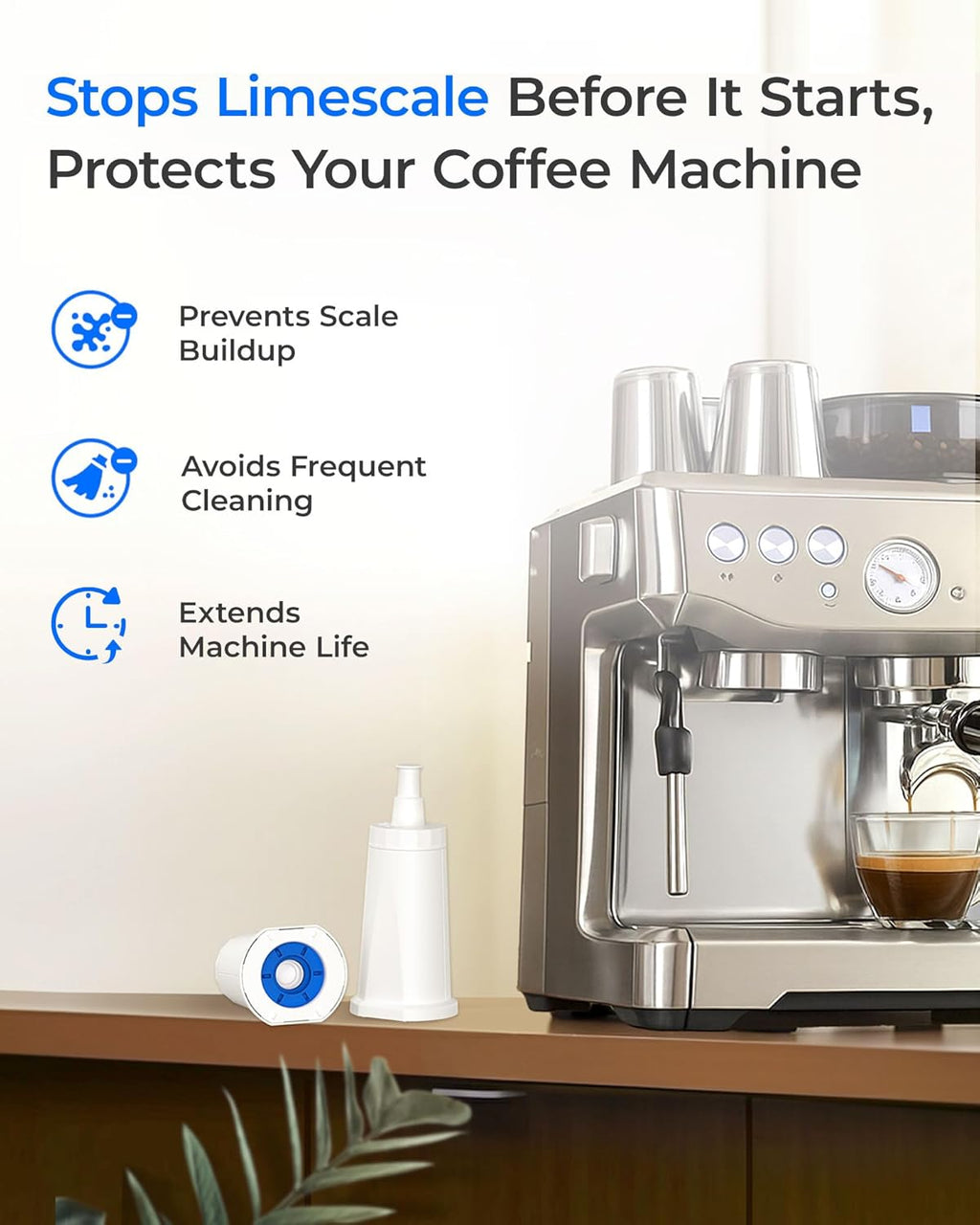 Replacement Water Filter for Breville® Barista Touch Espresso Machine Water Filter BES880 BES881, Breville® Water Filter Oracle® Jet BES985, Oracle® Touch BES990, Waterdrop, #BES008WHT0NUC1, 8 Packs