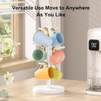 Wisuce Black Coffee Mug Tree Bamboo Mug Holder Coffee Cup Stand Mug Holders for Countertop Coffee Mug Rack Organizer Stand (White)