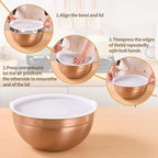 Rose Gold Mixing Bowls With Airtight Lids,Stainless Steel Bowl,Salad Bowls 7 Piece Colorful Nesting Bowl Rose Gold Kitchen Accessories,Size 7,3.6,2.7,2.1,1.5,1.1,0.8QT Stackable Design
