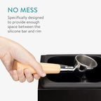 Navaris Coffee Knock Box - Stainless Steel and Wood Bin for Espresso Machine Grounds - With Silicone Bar for Knocking Portafilter Filter Grinds - Black/Black