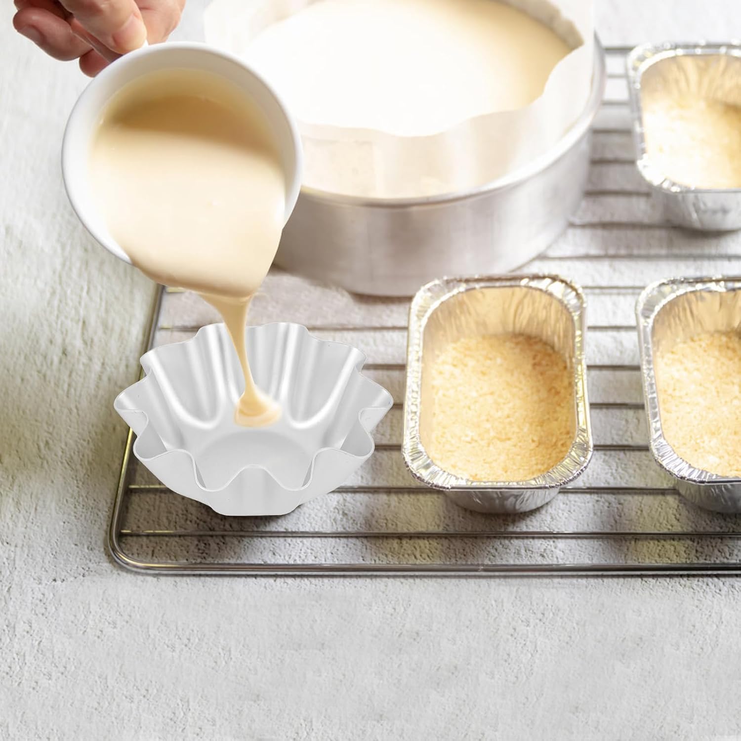 Kichvoe Tart Pan Tart Pan Mini Pie Tins Egg Tart Molds, 6Pcs Mini Pie Pans Cupcake Cake Muffin Cookie Tart Baking for Kitchen Reusable Baking Supplies Brioche Molds Egg Tart Tray Cake Stencils