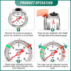 0-30psi Stainless Steel Glycerin Liquid Filled Pressure Gauge1/8 NPT 1.5" Dial, Lower Mount for Pressure Testing of Water, Oil and Air (with Range Mark Pointer)