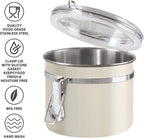 Oggi Stainless Steel Kitchen Canister 26 fl oz, Gray - Airtight Clamp Lid, Clear See-Thru Top - Ideal for Kitchen Storage, Food Storage, Pantry Storage. Size 5" x 3.5".