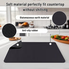 Coffee Bar Mat for Countertop: Super Absorbent, Non-Slip Insulated Cuttable Mat, Washable - 12"x19" Small, Dark Grey