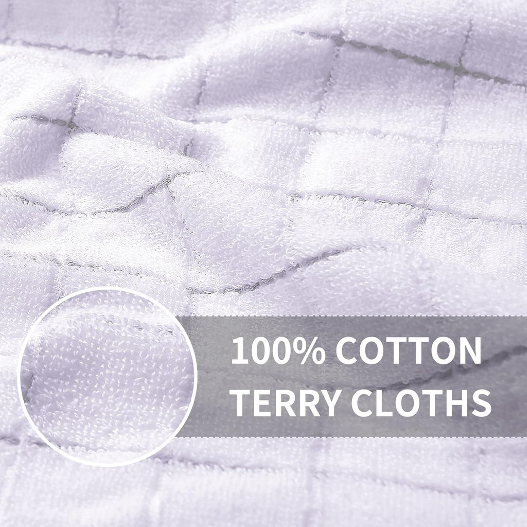 Homaxy 100% Cotton Terry Kitchen Towels(White, 13 x 28 inches), Checkered Designed, Soft and Super Absorbent Dish Towels, 4 Pack