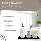 Countertop and Vanity Tray - 11.7" Silicone Bathroom Tray Countertop, Dish Soap Trays for Kitchen Counter, Organizer Accessories Caddy, Toilet Laundry Shower Oil Makeup Mat, Black