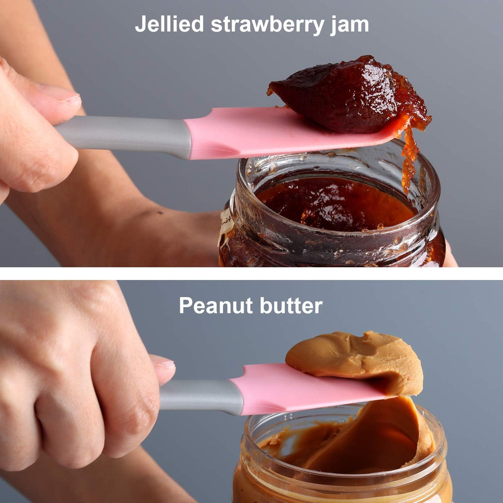 Silicone Mini Spatula, Curved Small Spatula, Kitchen Jar Spatula, Wet Pet Food Can Spoon, for Cooking Baking Frosting or Mixing, 6pcs