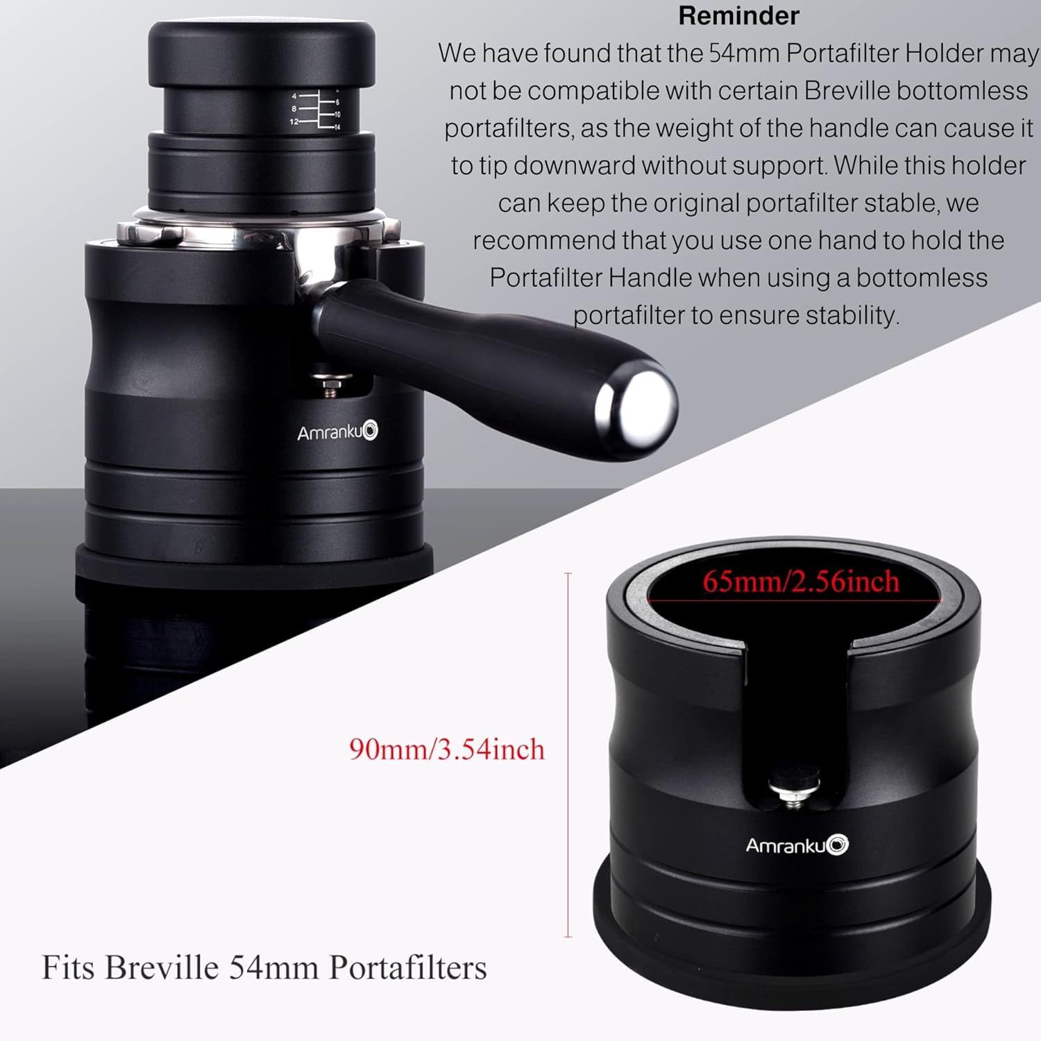 Coffee Portafilter Holder| Espresso Tamper Stand| Aluminum Alloy Espresso Holder| With Non-slip Base| Fits 54mm Espresso Machines Portafilter | (54mm, Black)