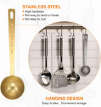 HARFINGTON 2pcs Coffee Scoop Spoon 2tbsp (6tsp, 30ml) 304 Stainless Steel Long Handle Teaspoon/Tablespoon Measuring Spoons Scoops for Tea Sugar Kitchen, Gold