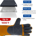 TICONN Welding Gloves, 1000°F Heat-Resistant Fireproof Leather Gloves for Welders, Stick, Forge, Mig, Tig, BBQ, Baking, Oven