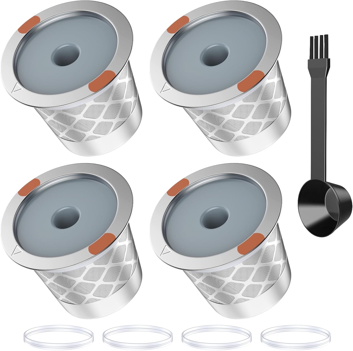 Reusable k Cup Coffee Filters,Universal stainless steel Refillable k Cups Filter Use for K 2.0 and 1.0 Coffee Makers-brewers (4pack)