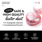 MONÉGASQUE Pink Edible Glitter for Drinks 7g – Edible Glitter for Cakes & Cocktails – Pink Luster Dust Sprinkles for Cupcakes – Cake Decorations Spray & Drink Shimmer Powder – Cake Decorating Toppers