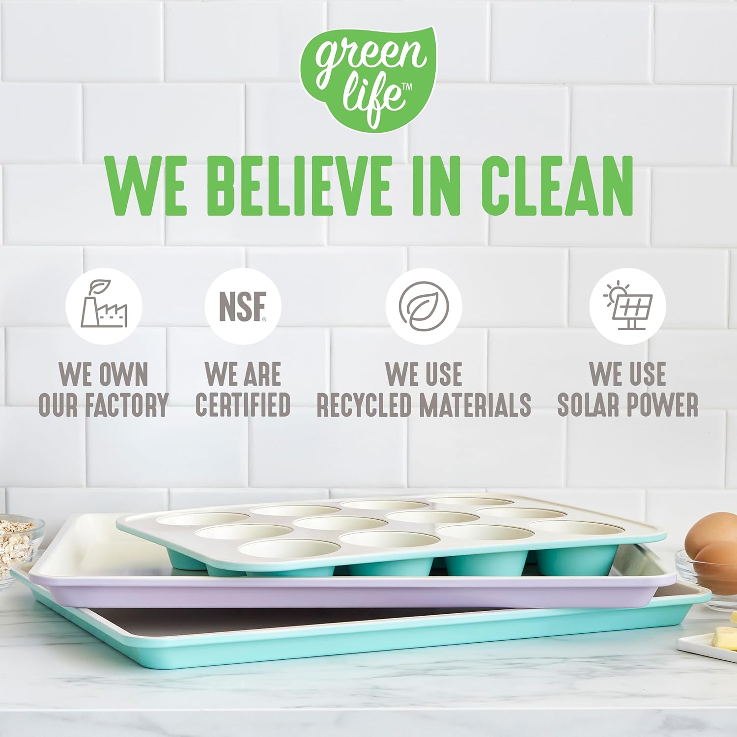 GreenLife Bakeware 18” x 13” Half Cookie Sheet Baking Pan, Non-Toxic PFAS-Free Healthy Ceramic Nonstick, Oven Safe to 450°F, Easy Release, Even Heating, Easy Clean, Taupe