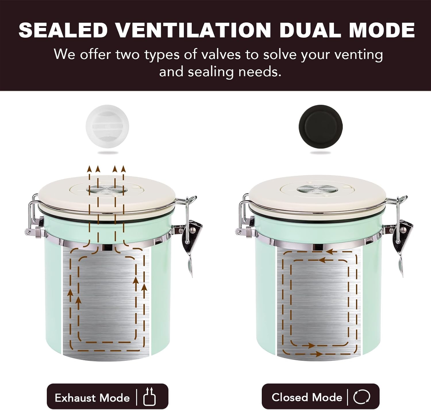 ShanSon Coffee Canister Airtight Coffee Container Stainless Steel Coffee Bean Storage Container with Scoop and See Through Window Coffee Canister for Beans Grounds Sugar Flour Tea Cereal,16OZ,Green