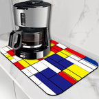 Dish Drying Mat Abstract Mosaic Geometric Color Coffee Mat,12"X19"Bsorbent Dish Drying Pad for Sink Dishes or Under Rack Kitchen Counter Accessories Absorbent Hide Backed Dish Drying Mat